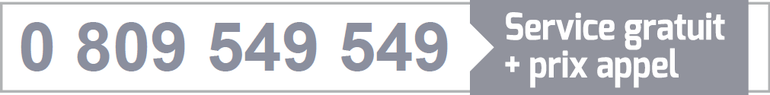 0 809 549 549 : service gratuit + prix appel